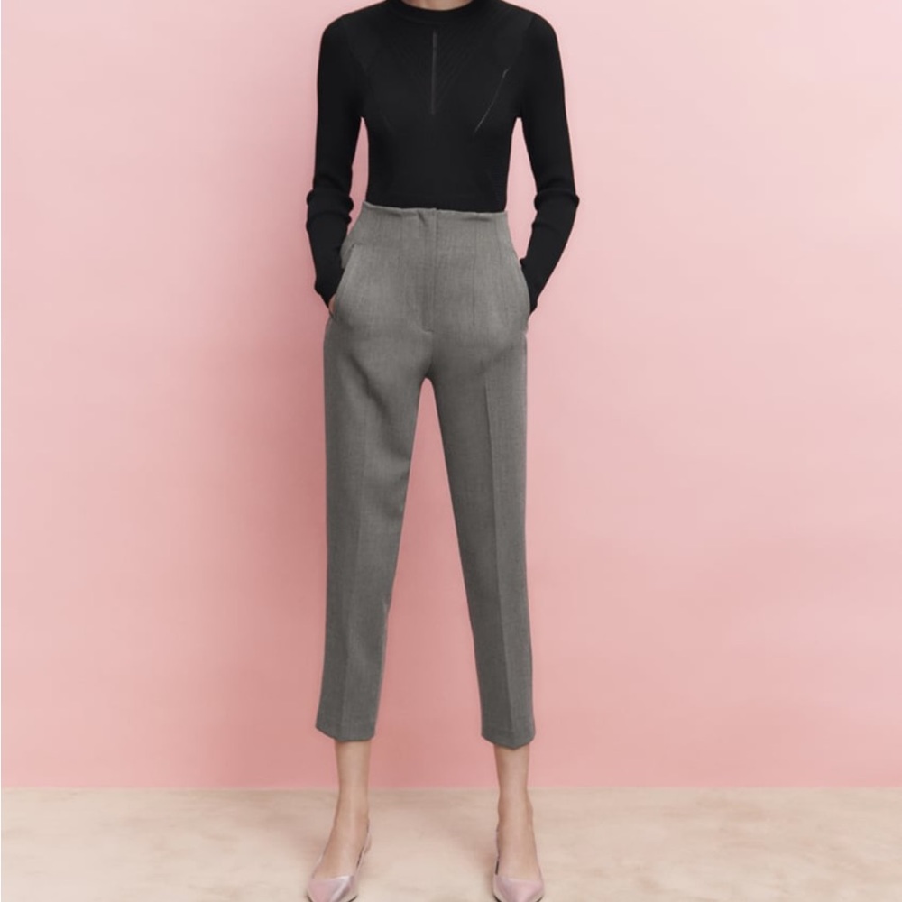 Never worn Zara grey high waisted pants